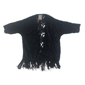 Mauve Black Lace Fringe Kimono Cardigan Whimsigoth Fairycore Goth Boho M